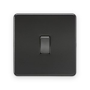 Knightsbridge 10AX 1G 2-Way Switch - Matt Black With Black Rocker