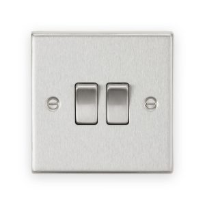 Knightsbridge 10AX 2G 2-Way Plate Switch - Brushed Chrome - CS3BC