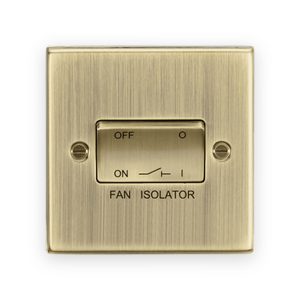 Knightsbridge 10AX Fan Isolator Switch - Antique Brass