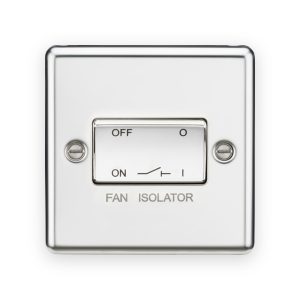 Knightsbridge 10AX Fan Isolator Switch - Polished Chrome