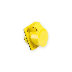 Knightsbridge 110V IP44 16A Angled Panel Mount Socket 2P+E