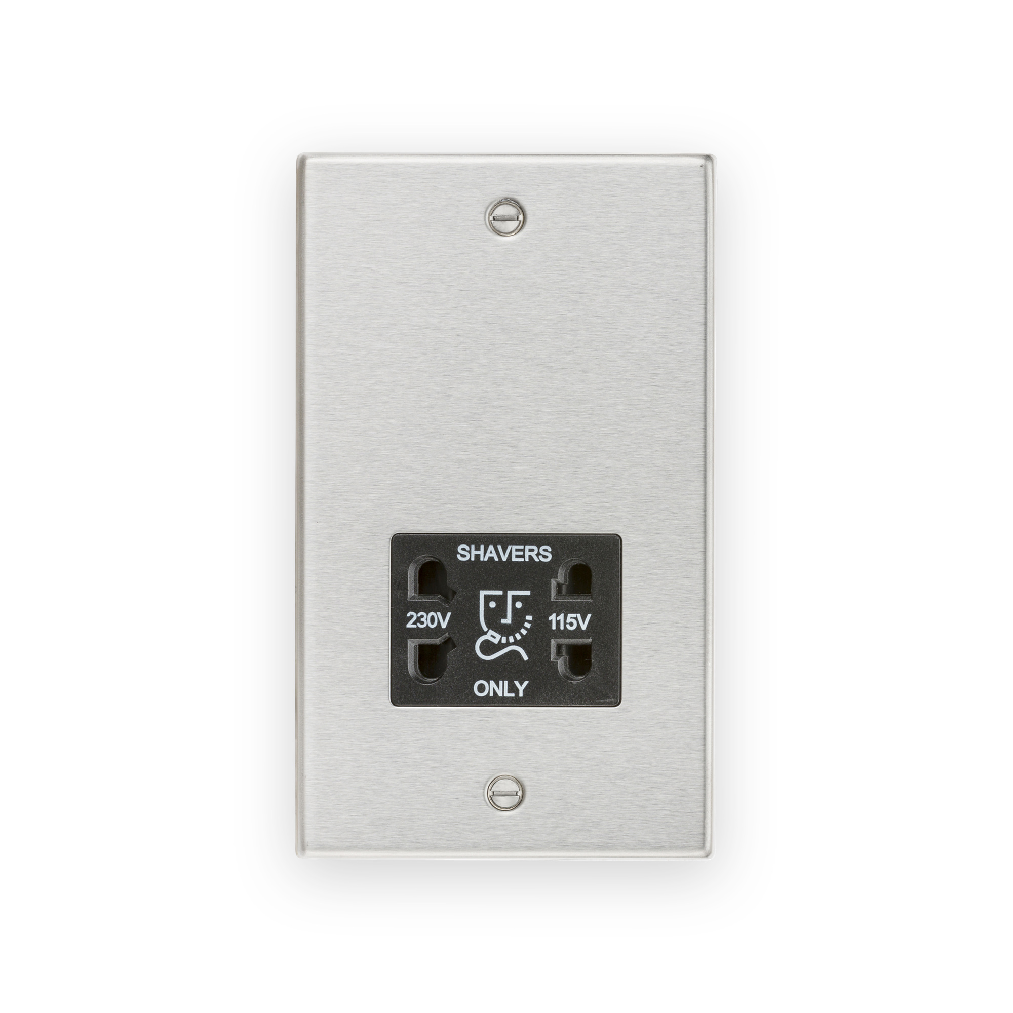 Knightsbridge 115/230V Dual Voltage Shaver Socket - Brushed Chrome With Black Insert - CS89BC Knightsbridge 115/230V Dual Voltage Shaver Socket - Brushed Chrome With Black Insert - CS89BC