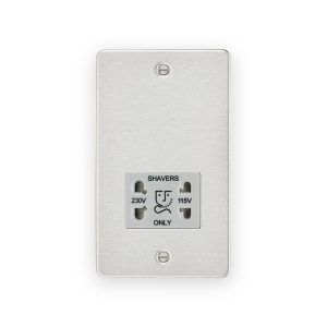 Knightsbridge 115/230V Dual Voltage Shaver Socket - Brushed Chrome with Grey Insert