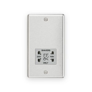 Knightsbridge 115/230V Dual Voltage Shaver Socket - Brushed Chrome With Grey Insert