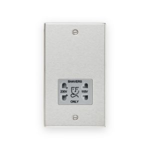 Knightsbridge 115/230V Dual Voltage Shaver Socket - Brushed Chrome With Grey Insert - CS89BCG