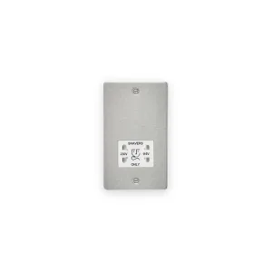 Knightsbridge 115/230V Dual Voltage Shaver Socket - Brushed Chrome with White Insert