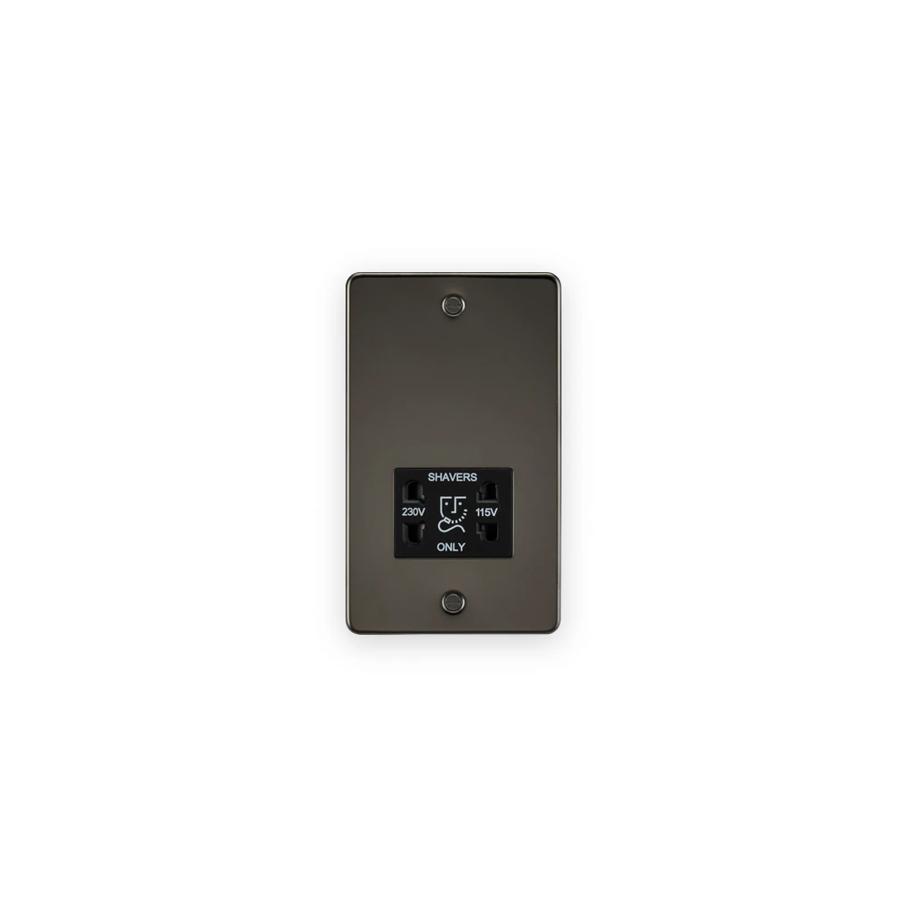 Knightsbridge 115/230V Dual Voltage Shaver Socket - Gunmetal with Black Insert Knightsbridge 115/230V Dual Voltage Shaver Socket - Gunmetal with Black Insert