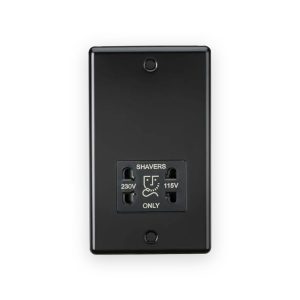 Knightsbridge 115-230V Dual Voltage Shaver Socket - Matt Black with Black Insert