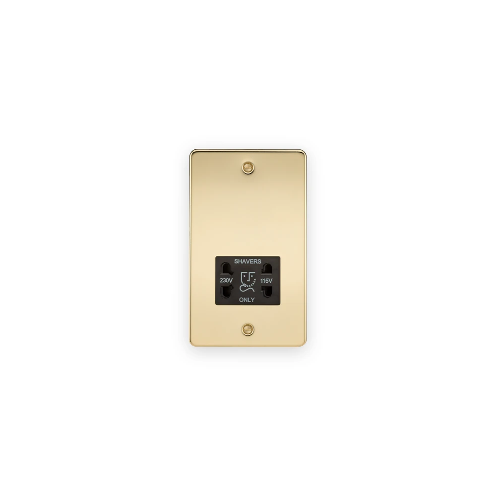 Knightsbridge 115/230V Dual Voltage Shaver Socket - Polished Brass with Black Insert Knightsbridge 115/230V Dual Voltage Shaver Socket - Polished Brass with Black Insert