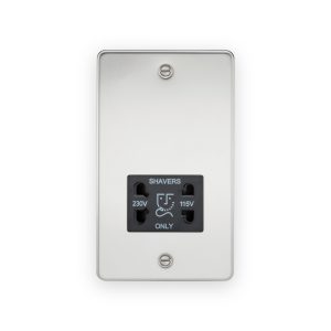 Knightsbridge 115/230V Dual Voltage Shaver Socket - Polished Chrome with Black Insert - FP8900PC