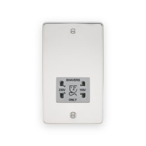 Knightsbridge 115/230V Dual Voltage Shaver Socket - Polished Chrome with Grey Insert
