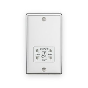 Knightsbridge 115/230V Dual Voltage Shaver Socket - Polished Chrome with White Insert