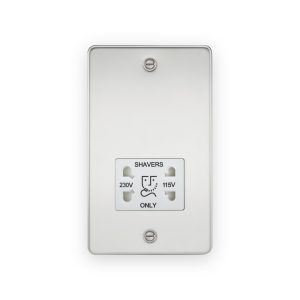 Knightsbridge 115/230V Dual Voltage Shaver Socket - Polished Chrome with White Insert - FP8900PCW