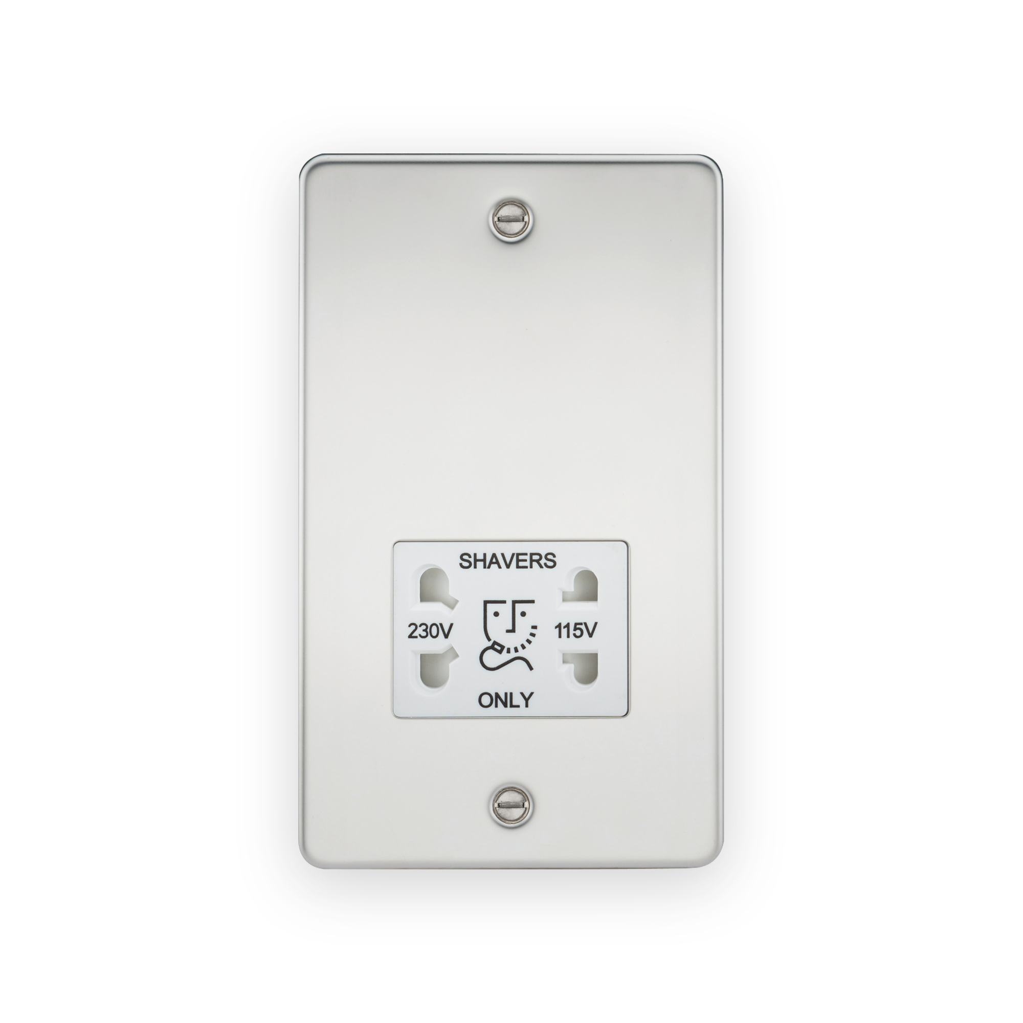 Knightsbridge 115/230V Dual Voltage Shaver Socket - Polished Chrome with White Insert - FP8900PCW Knightsbridge 115/230V Dual Voltage Shaver Socket - Polished Chrome with White Insert - FP8900PCW