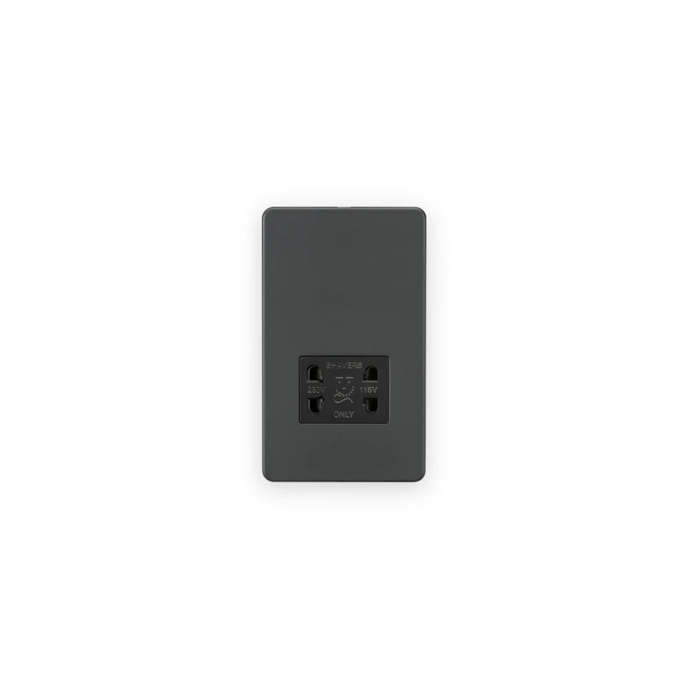 Knightsbridge 115V/230V Dual Voltage Shaver Socket - Anthracite with Black Insert Knightsbridge 115V/230V Dual Voltage Shaver Socket - Anthracite with Black Insert