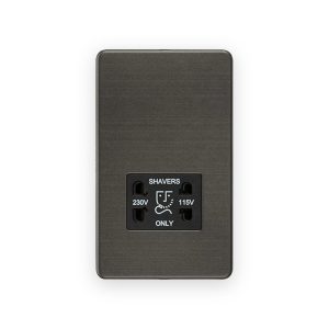 Knightsbridge 115V/230V Dual Voltage Shaver Socket - Smoked Bronze with Black Insert