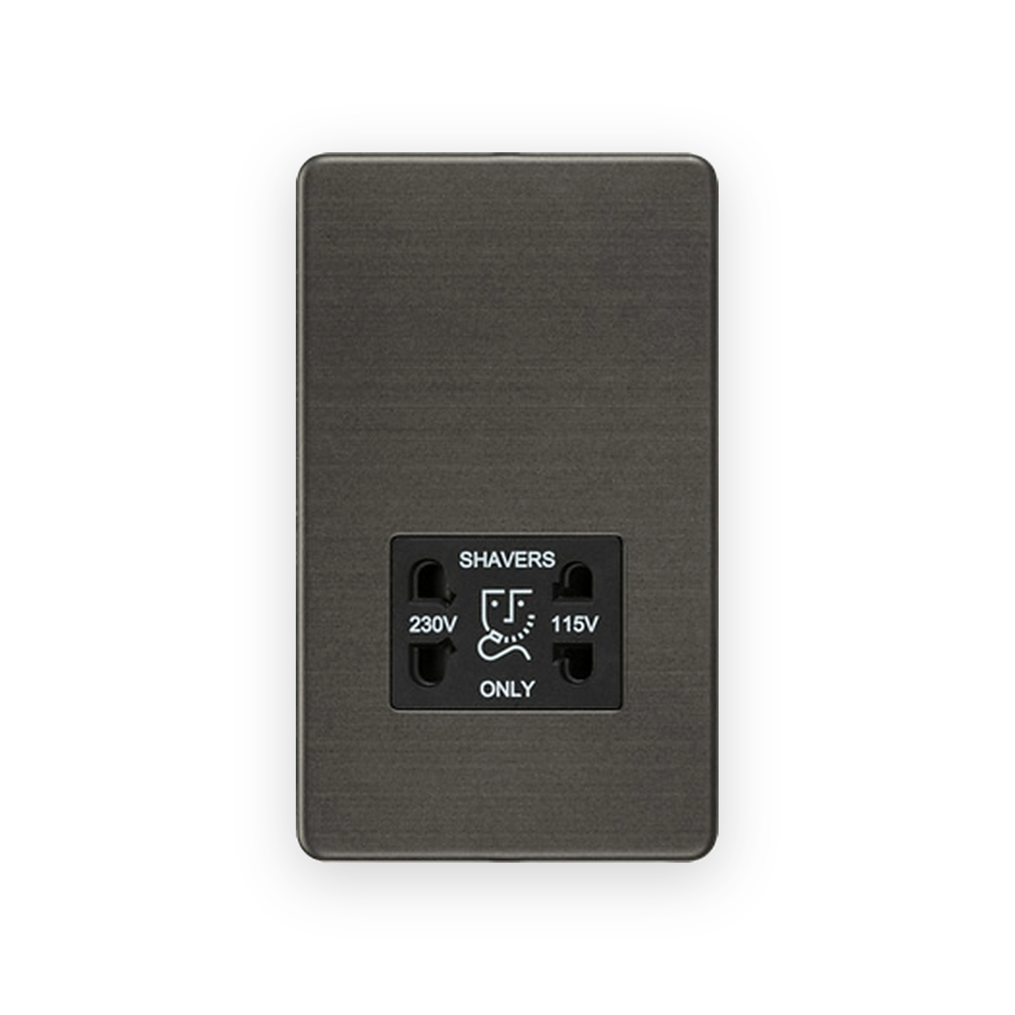 knightsbridge-115v-230v-dual-voltage-shaver-socket-smoked-bronze-with-black-insert-sf8900sb Knightsbridge 115V/230V Dual Voltage Shaver Socket - Smoked Bronze with Black Insert