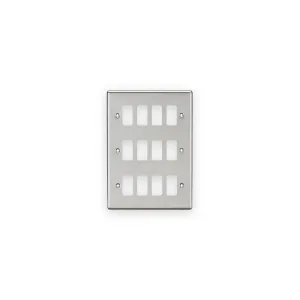 Knightsbridge 12G Grid Faceplate - Rounded Edge Brushed Chrome