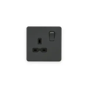 Knightsbridge 13A 1G DP Switched Socket - Anthracite with Black Insert