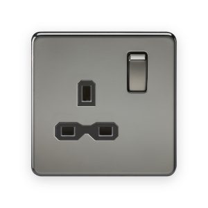 Knightsbridge 13A 1G DP Switched Socket - Black Nickel with Black Insert