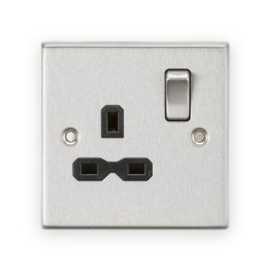 Knightsbridge 13A 1G DP Switched Socket - Brushed Chrome With Black Insert - CS7BC
