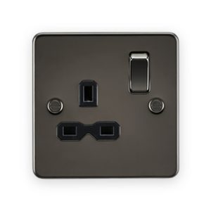 Knightsbridge 13A 1G DP Switched Socket - Gunmetal With Black Insert