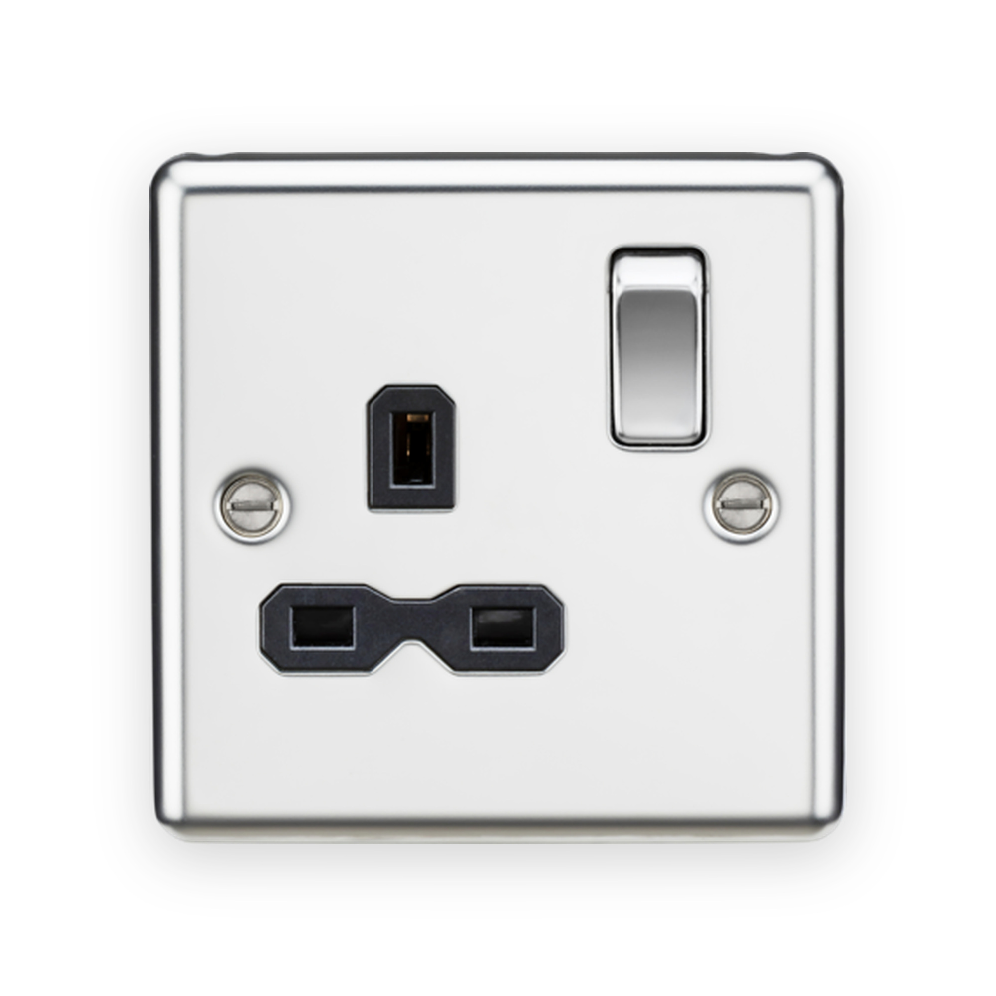 knightsbridge-13a-1g-dp-switched-socket-polished-chrome-with-black-insert-cl7pc Knightsbridge 13A 1G DP Switched Socket - Polished Chrome with Black Insert