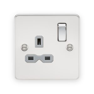 Knightsbridge 13A 1G DP Switched Socket - Polished Chrome with Grey Insert - FPR7000PCG