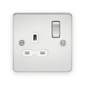 Knightsbridge 13A 1G DP Switched Socket - Polished Chrome with White Insert - FPR7000PCW