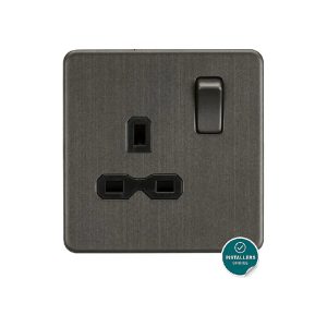 Knightsbridge 13A 1G DP Switched Socket - Smoked Bronze with Black Insert