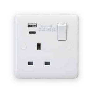 Knightsbridge 13A 1G DP Switched Socket with Dual USB A+C (20V DC 1.1A) Max. 22W