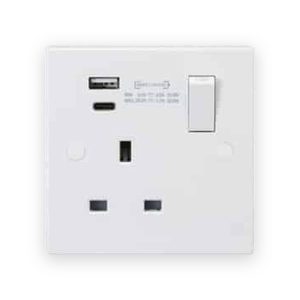 Knightsbridge 13A 1G DP Switched Socket with Dual USB A+C (20V DC 1.1A) Max. 22W