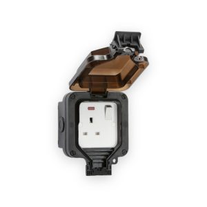 Knightsbridge 13A 1G DP Switched Socket With Neon - Black