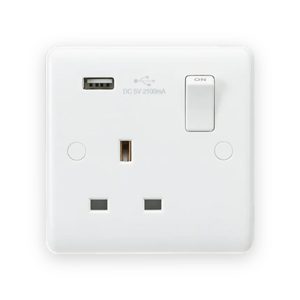 Knightsbridge 13A 1G SP Switched Socket With USB -A (5V DC 2.1A)