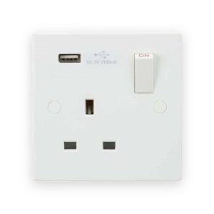 Knightsbridge 13A 1G SP Switched Socket with USB -A (5V DC 2.1A)