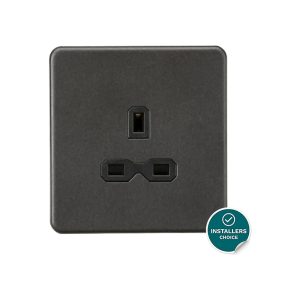 Knightsbridge 13A 1G Unswitched Socket -Smoked Bronze with Black Insert