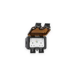 Knightsbridge 13A 2G DP Type A 30mA RCD switched socket with protective lid open