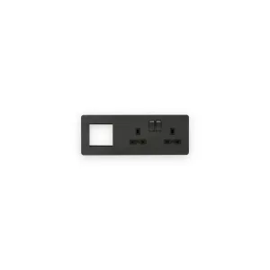 Knightsbridge SFR192RAT anthracite with black inserts combination plate with sockets on right and modular opening on left