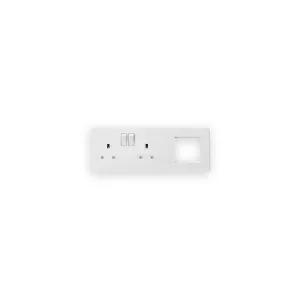 Knightsbridge SFR192LMW matt white combination plate with white socket inserts on left and modular opening on right