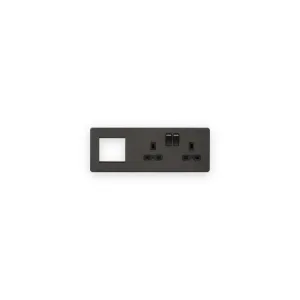 Knightsbridge SFR192RSB smoked bronze with black inserts combination plate with sockets on right and modular opening on left
