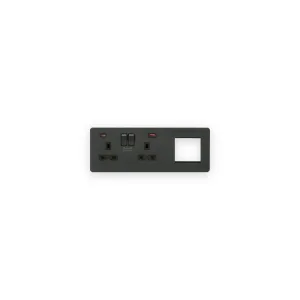 Knightsbridge SFR992LAT anthracite with black inserts USB A and C combination plate with sockets on left and modular opening on right