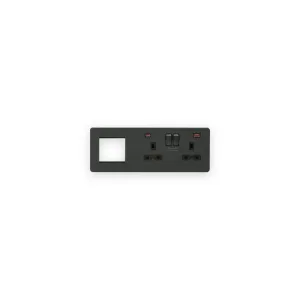 Knightsbridge SFR992RAT anthracite USB A and C combination plate with black socket inserts on right and modular opening on left