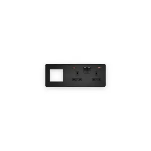 Knightsbridge SFR992RMBB matt black with black inserts USB A and C combination plate with sockets on right and modular opening on left