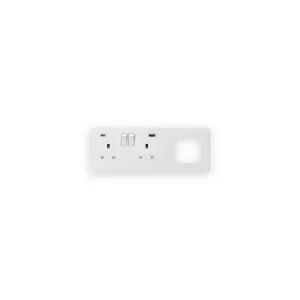 Knightsbridge SFR992LMW matt white with white inserts USB A and C combination plate with sockets on left and modular opening on right