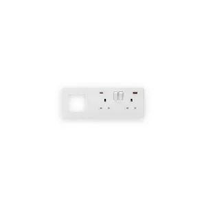 Knightsbridge SFR992RMW matt white USB A and C combination plate with white socket inserts on right and modular opening on left