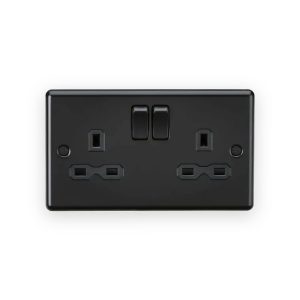 Knightsbridge 13A 2G DP Switched Socket - Matt Black