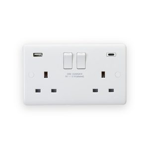 Knightsbridge 13A 2G DP Switched Socket with Dual USB A+C [5V DC 3.1A shared] Max. 15.5W