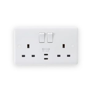 Knightsbridge 13A 2G DP Switched Socket with Dual USB-C 20V DC 1.5A (Max. 30W)