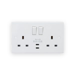 Knightsbridge 13A 2G DP Switched Socket with Dual USB-C 20V DC 1.5A (Max. 30W)