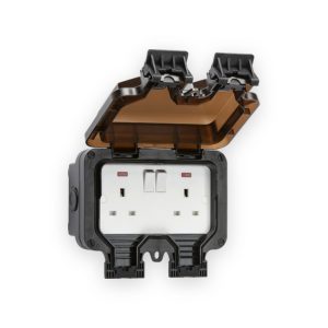 Knightsbridge 13A 2G DP Switched Socket With Neons - Black